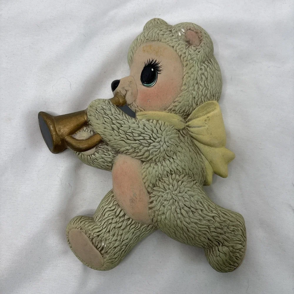 Set Of 3 Vintage 1985 Macky Molds Ceramic Band Bears Wall Hangings Nursery Decor